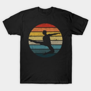 Dancer Silhouette On A Distressed Retro Sunset graphic T-Shirt